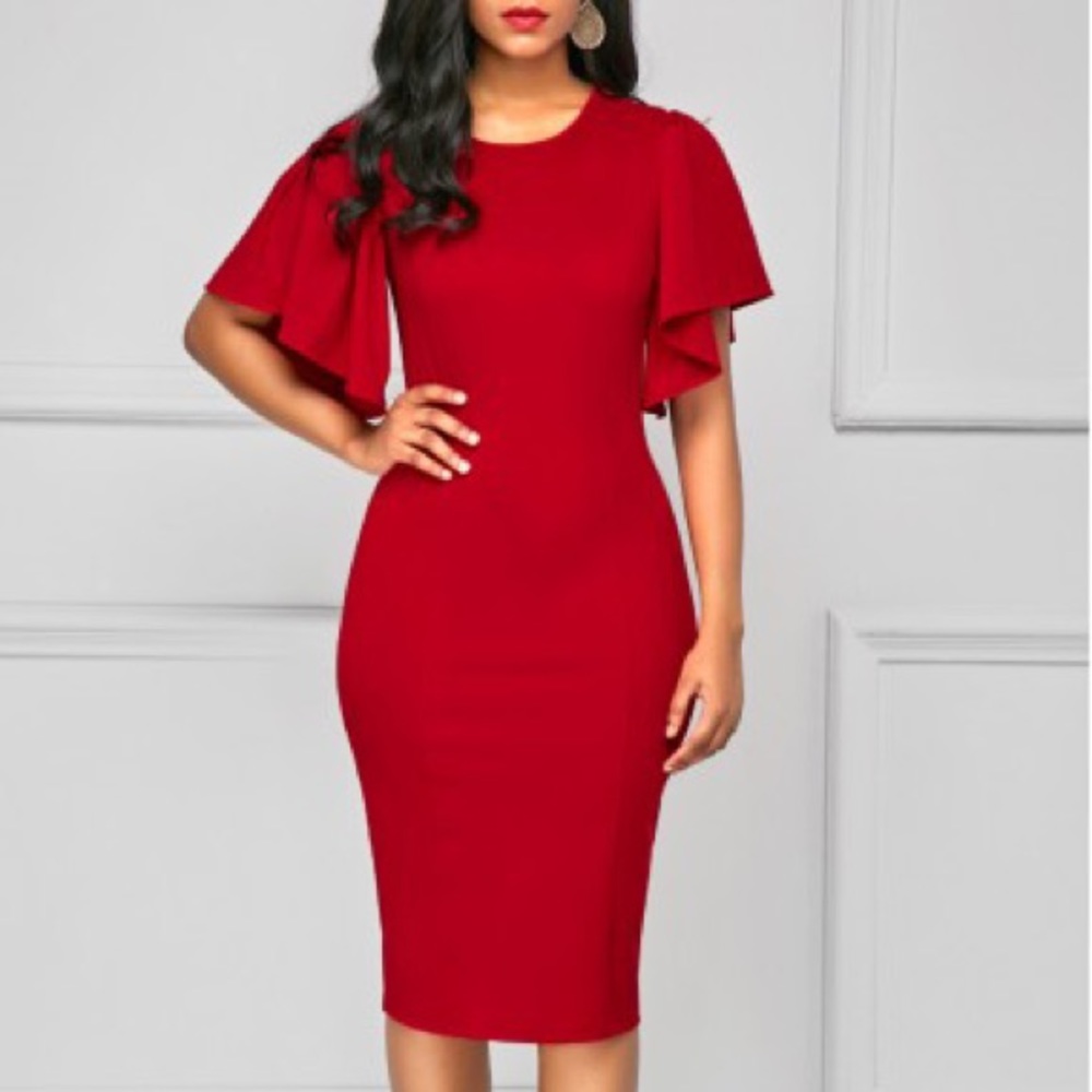 Red Rotita bell sleeve dress